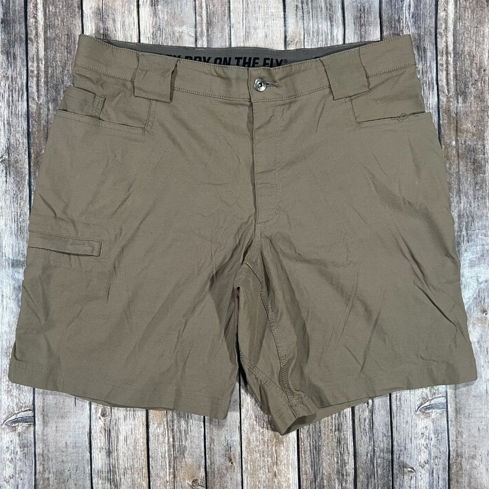 Duluth Flex Dry on the Fly Cargo Stretch Shorts 36x9 Mens Brown Utility 46206